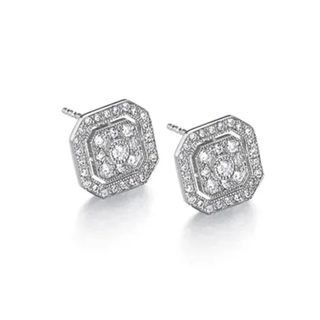 Pendientes Le Carré OCTO oro blanco 18K con diamantes GB178OB00