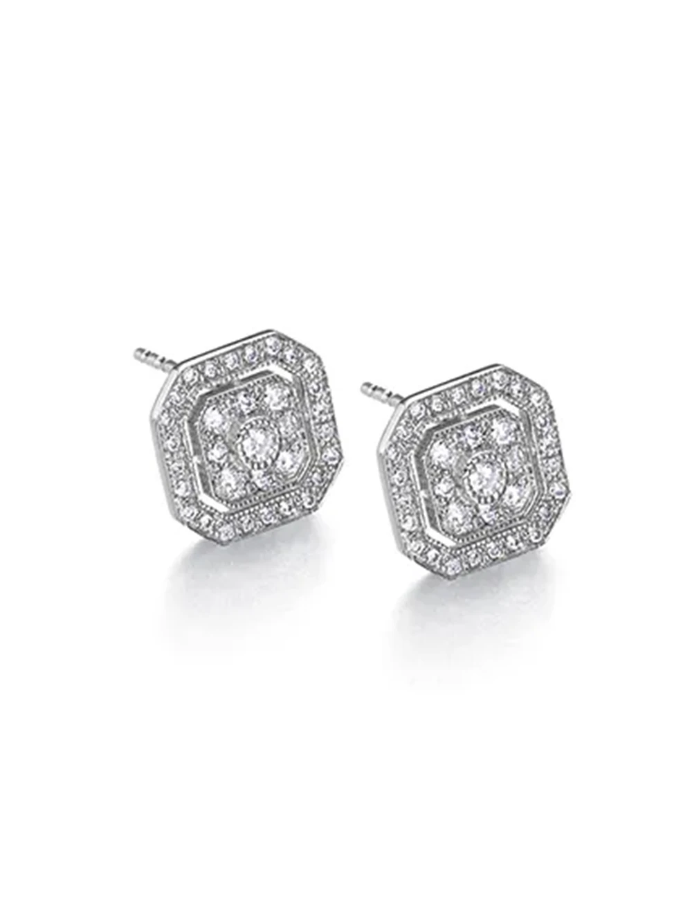 Pendientes Le Carré OCTO oro blanco 18K con diamantes GB178OB00