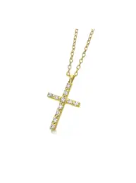 Colgante cruz Le Carré oro 18K con diamantes modelo Faith GD039OA00