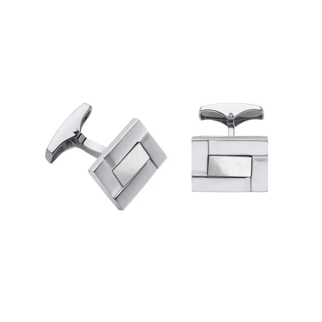 Gemelos de plata Durán Exquse con madreperla y diseño clásico 00074093