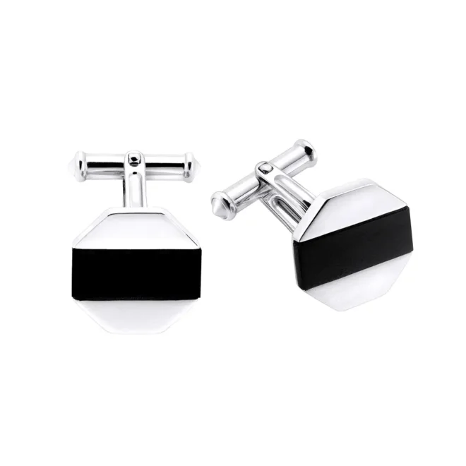 Gemelos de plata Durán Exquse con ónix negro y acabado rodio 00074157