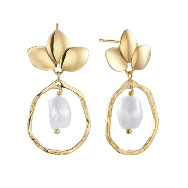 Pendientes Durán Exquse Coco de plata dorada con perla barroca 00513047