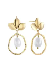 Pendientes Durán Exquse Coco de plata dorada con perla barroca 00513047