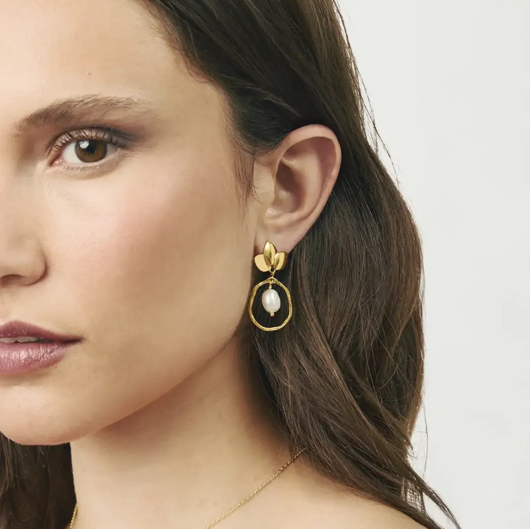 Pendientes Durán Exquse Coco de plata dorada con perla barroca 00513047