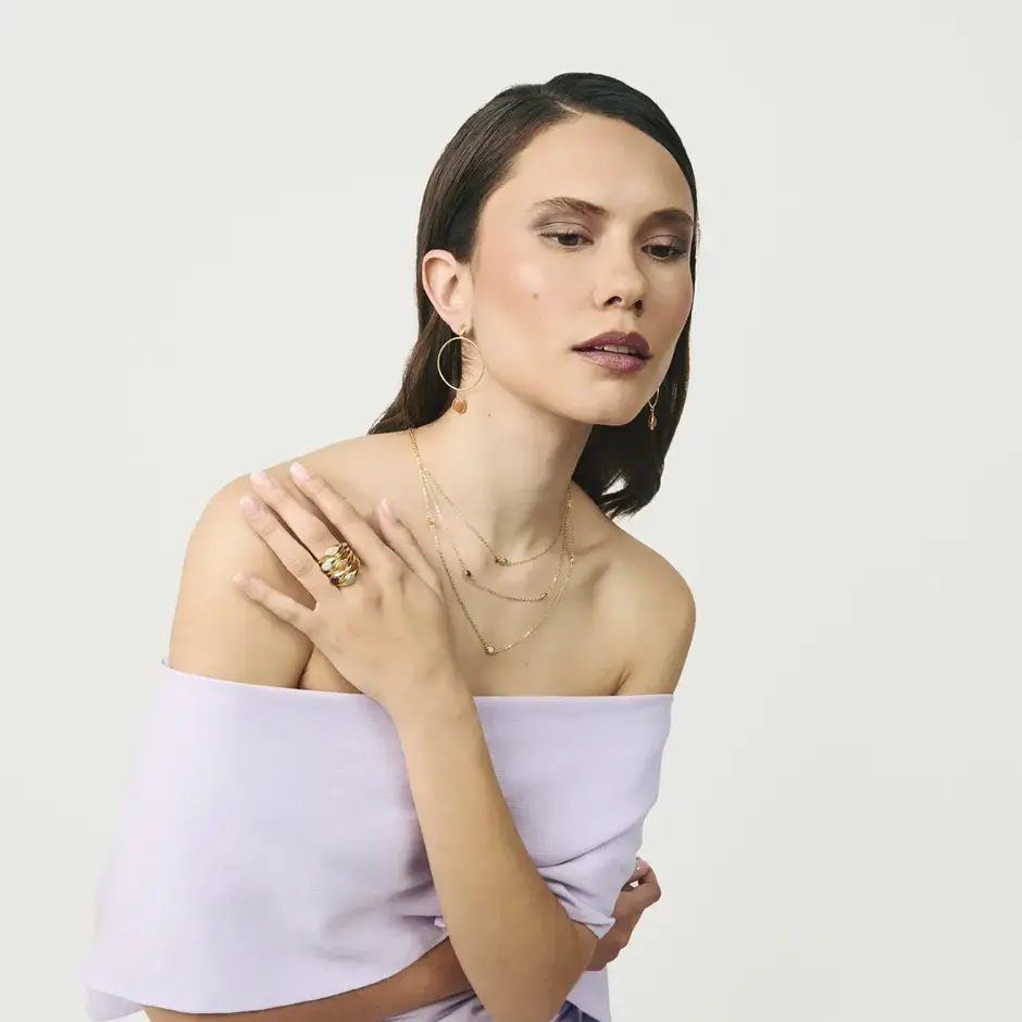 Pendientes Durán Exquse Mediterraneo de plata dorada con aventurina 00513107