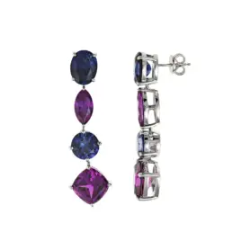 Pendientes Salvatore Plata con circonitas azules y rosas 136A0749