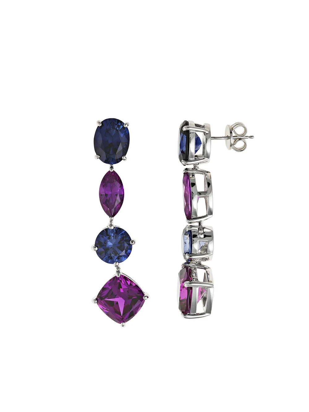 Pendientes Salvatore Plata con circonitas azules y rosas 136A0749