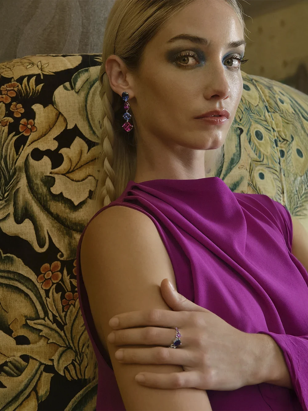 Pendientes Salvatore Plata con circonitas azules y rosas 136A0749