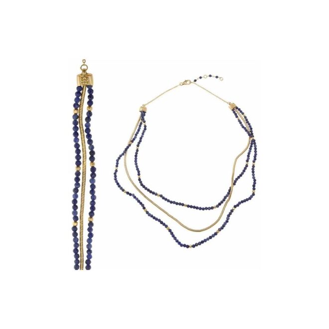 Collar triple con sodalita y cola topo Salvatore Plata 163C0156