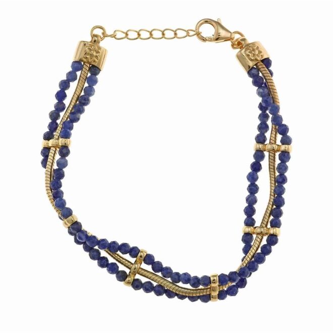 Pulsera triple con bolitas azules Salvatore Plata 163P0119
