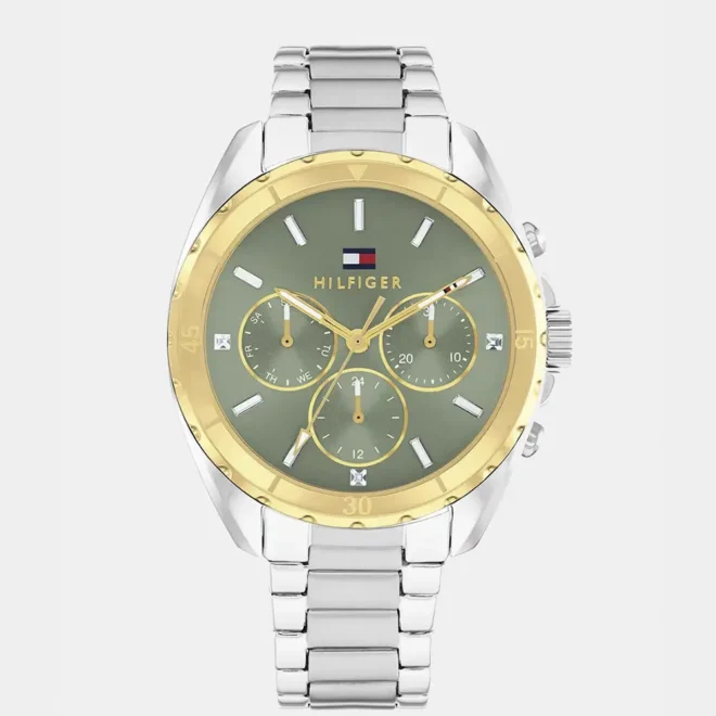 Reloj de mujer Tommy Hilfiger Mellie multifunción de acero con esfera verde 1782785