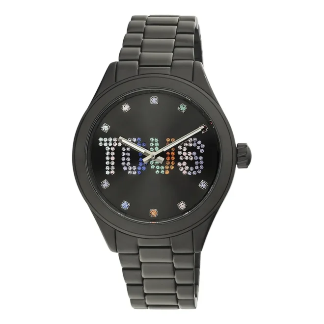 Reloj analógico T-Logo TOUS de acero IP negro con cristales multicolor – 3000126200