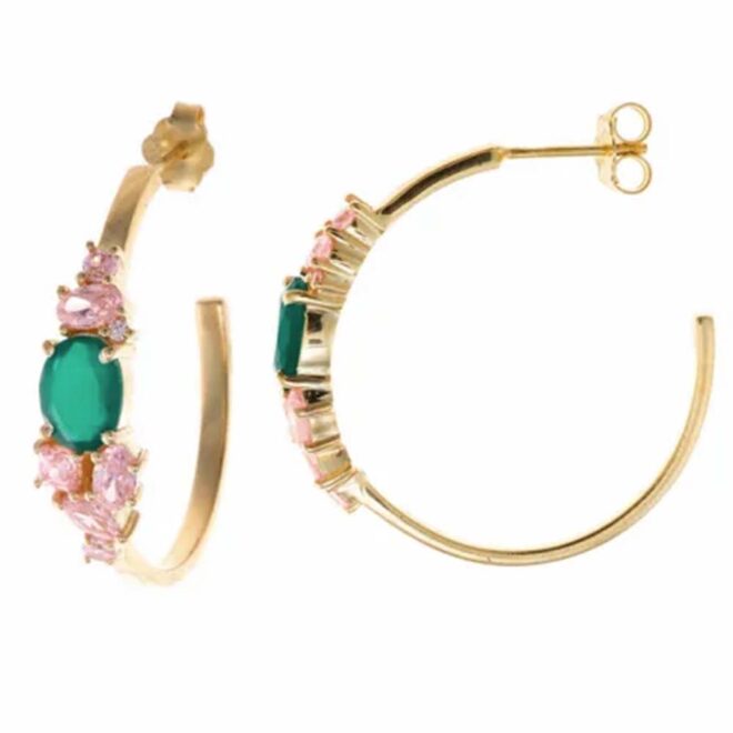 Pendientes criolla con ónix verde y rubís Salvatore Plata 247A0070