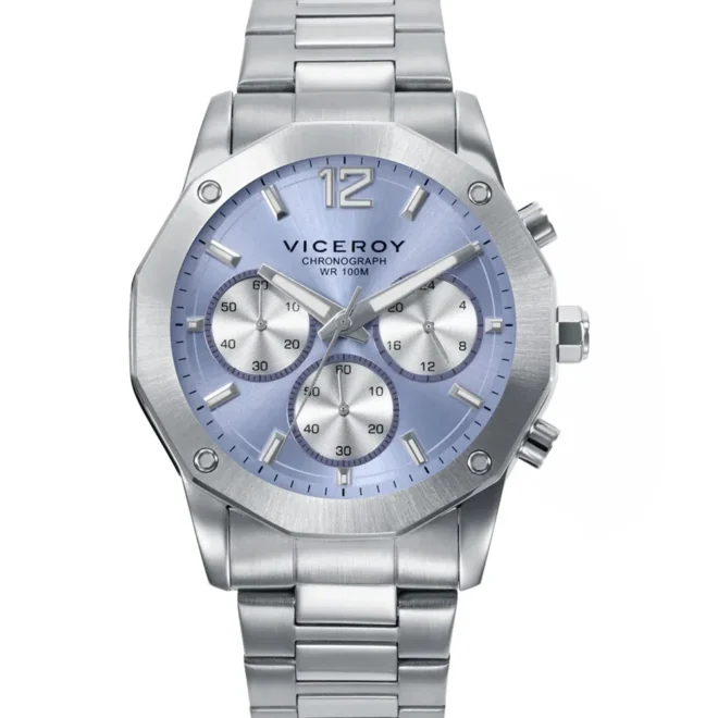 Reloj cronógrafo de acero para hombre Viceroy esfera azul clara 401447-35