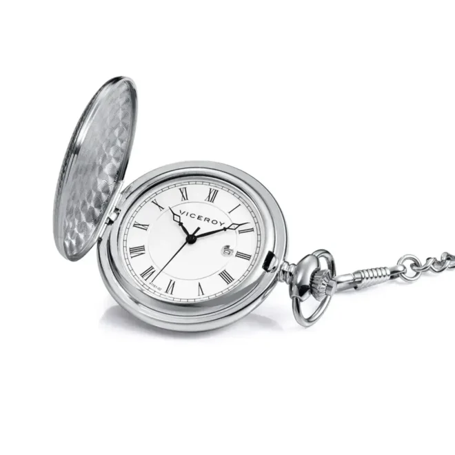 Reloj de bolsillo Viceroy de metal con esfera blanca y números romanos 41151-02