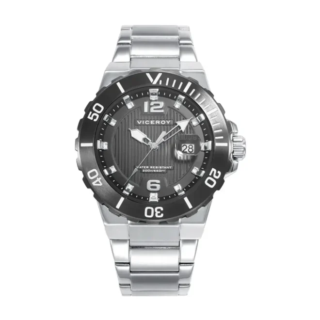 Reloj Viceroy de acero con bisel gris rotatorio y calendario 45003-55