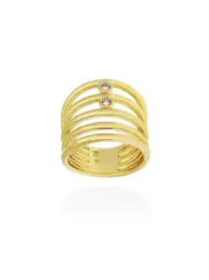 Anillo multiaros Marina García de plata con circonitas y baño dorado 91047SD