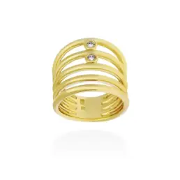 Anillo multiaros Marina García de plata con circonitas y baño dorado 91047SD