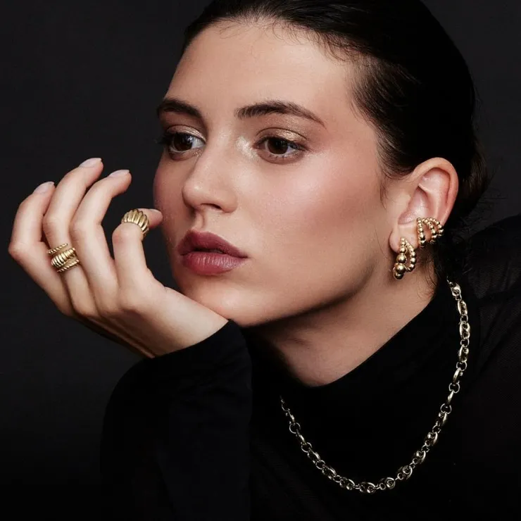 Anillo triple aro Marina García de plata bañada en oro 91124SD