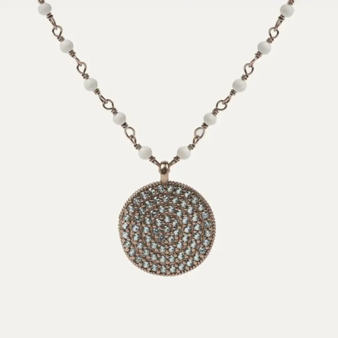 Colgante Sunfield Áine de plata bañada en oro rosa con circonitas verde mint CL065020/2/55