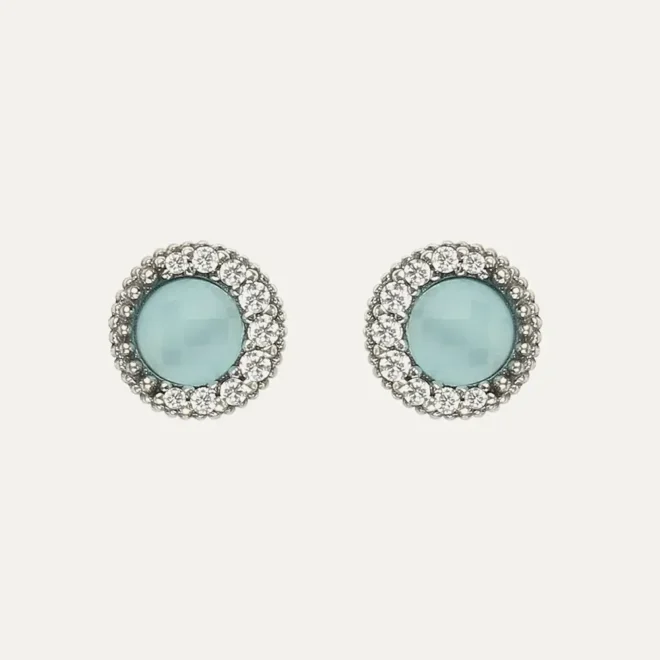 Pendientes Sunfield Zinnia Mini de plata con cuarzo azul aguamarina y circonitas PE064790/49