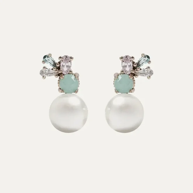 Pendientes Sunfield Némesis Coral de plata con calcedonia verde y circonitas PE065052/2