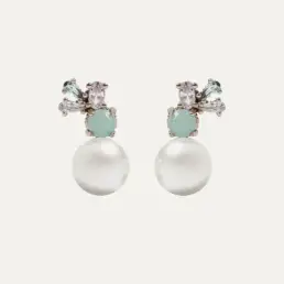 Pendientes Sunfield Némesis Coral de plata con calcedonia verde y circonitas PE065052/2