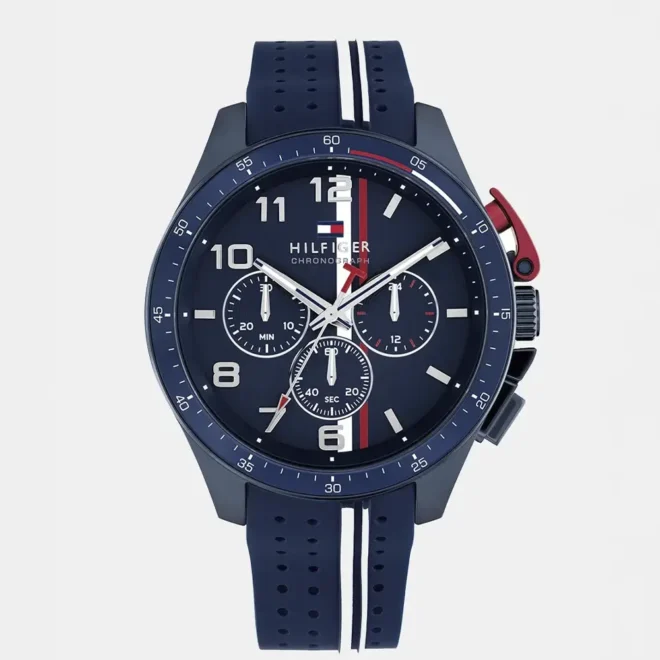 Reloj de hombre Tommy Hilfiger Bank cronógrafo con correa de silicona azul 1792169