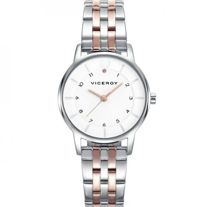 Pack de niña Viceroy reloj de acero con esfera de 28 mm y pendientes de plata esmaltados 42366-99