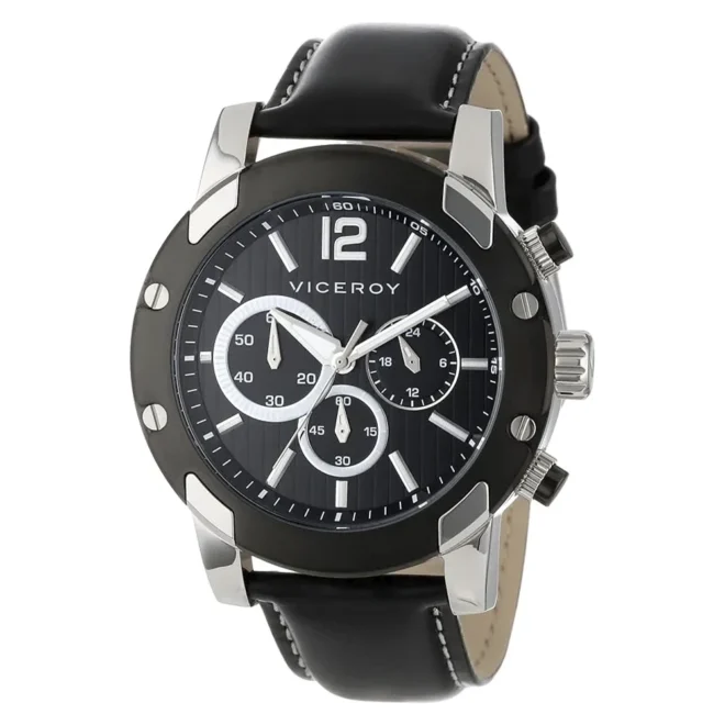 Reloj Viceroy de caballero cronógrafo en acero bicolor IP negro con correa de piel 47729-55