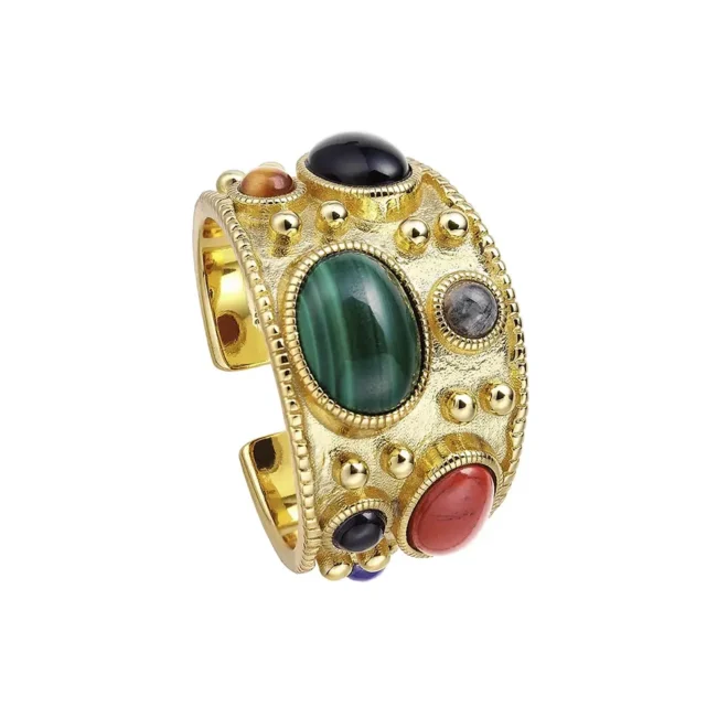 Anillo Durán Exquse Edición Limitada de plata dorada con piedras naturales diseño exclusivo 512234