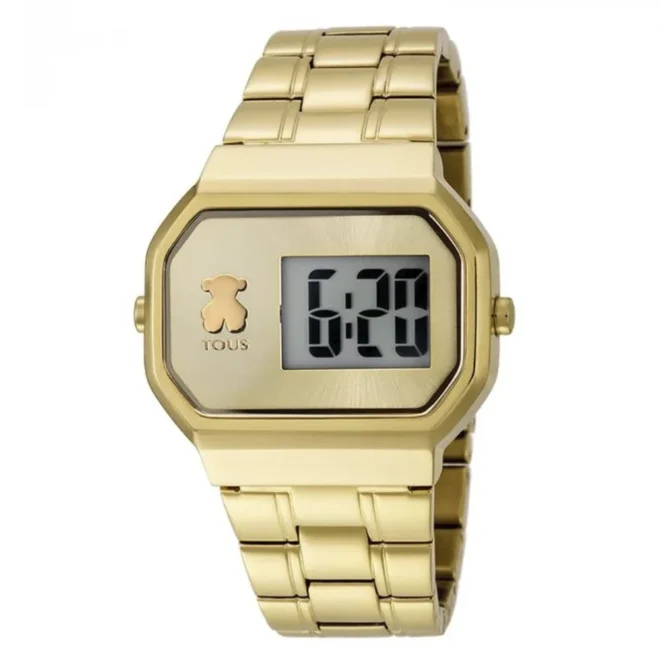 Reloj digital TOUS en acero dorado con esfera octogonal 600350300