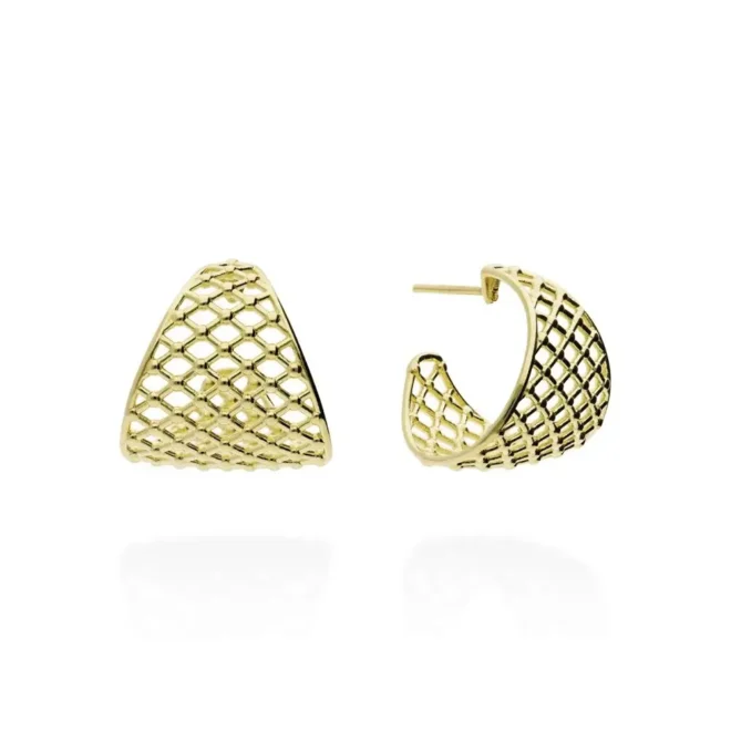 Pendientes de aro en plata dorada Marina García estilo STEINWAY 91139PD