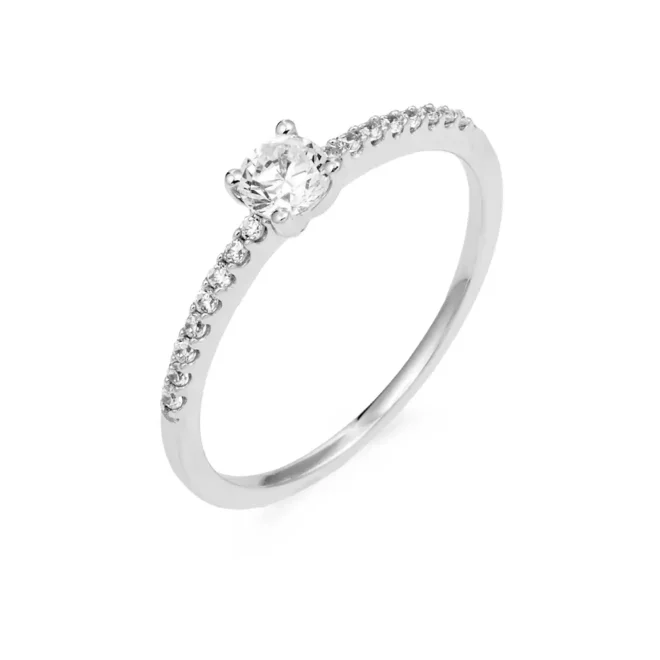 Anillo solitario Jaibor Classic de oro blanco de 18K con diamantes GH SI 0.36 ct R4706MW001