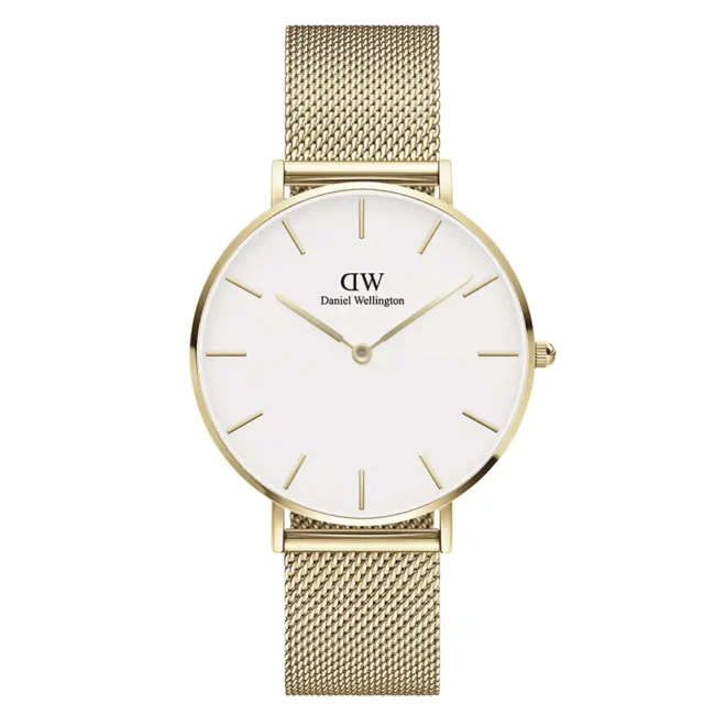 Reloj de mujer Daniel Wellington Petite Evergold con correa de malla dorada DW00100350
