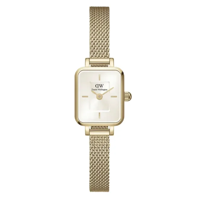 Reloj de mujer Daniel Wellington Quadro Mini Evergold Champagne con correa de malla dorada DW00100656