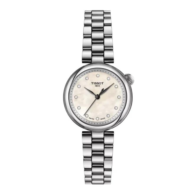 Reloj de señora Tissot Désir 28 mm, madreperla con diamantes, cuarzo y EOL T1520101111600