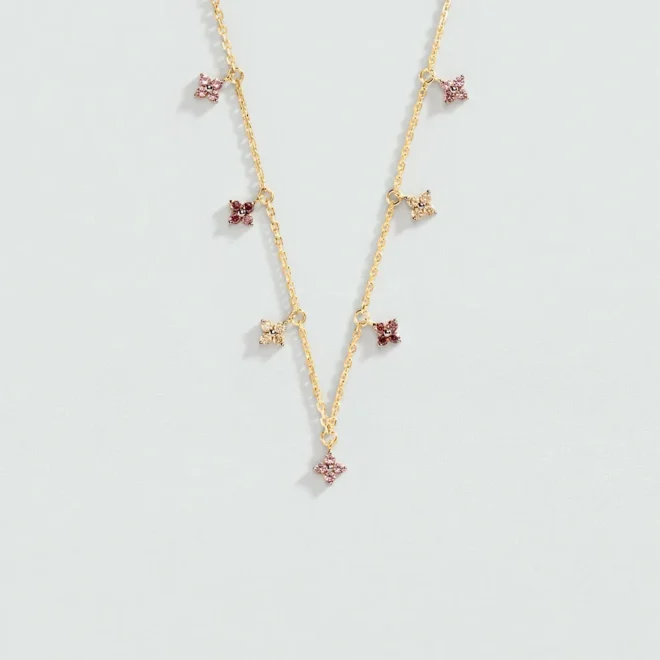 Collar corto Agatha Paris Beloved plata de ley baño oro rosa pampillas flor 02690232-315-TU