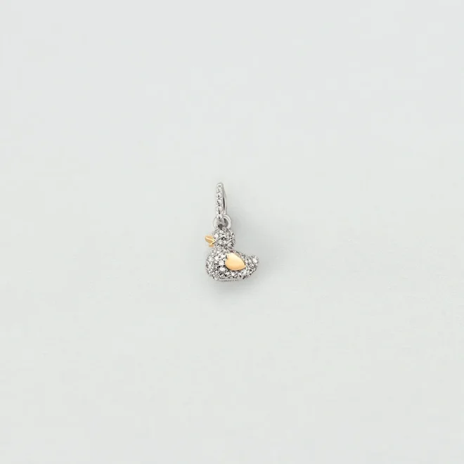 Colgante Agatha Paris Patito pavé plateado con cristales, 13 mm, baño de rodio 02853536-136-TU