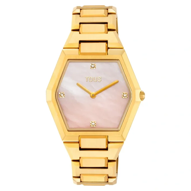 Reloj TOUS Karat acero dorado nácar rosa 33×32 mm 3000144700