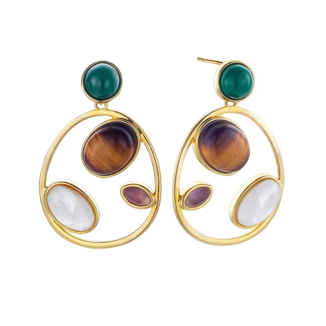 Pendientes de plata dorada Durán Exquse multicolor – Colección Gaudí – 00513429