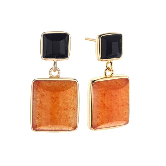 Pendientes de plata dorada Durán Exquse con ónix – Colección Alba – 00513702