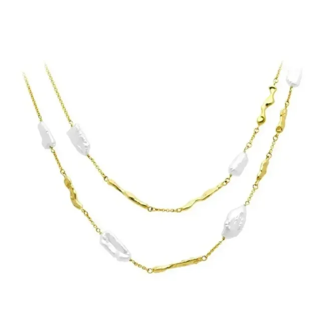 Gargantilla Tsuru de plata con perlas Marina García 91240GD